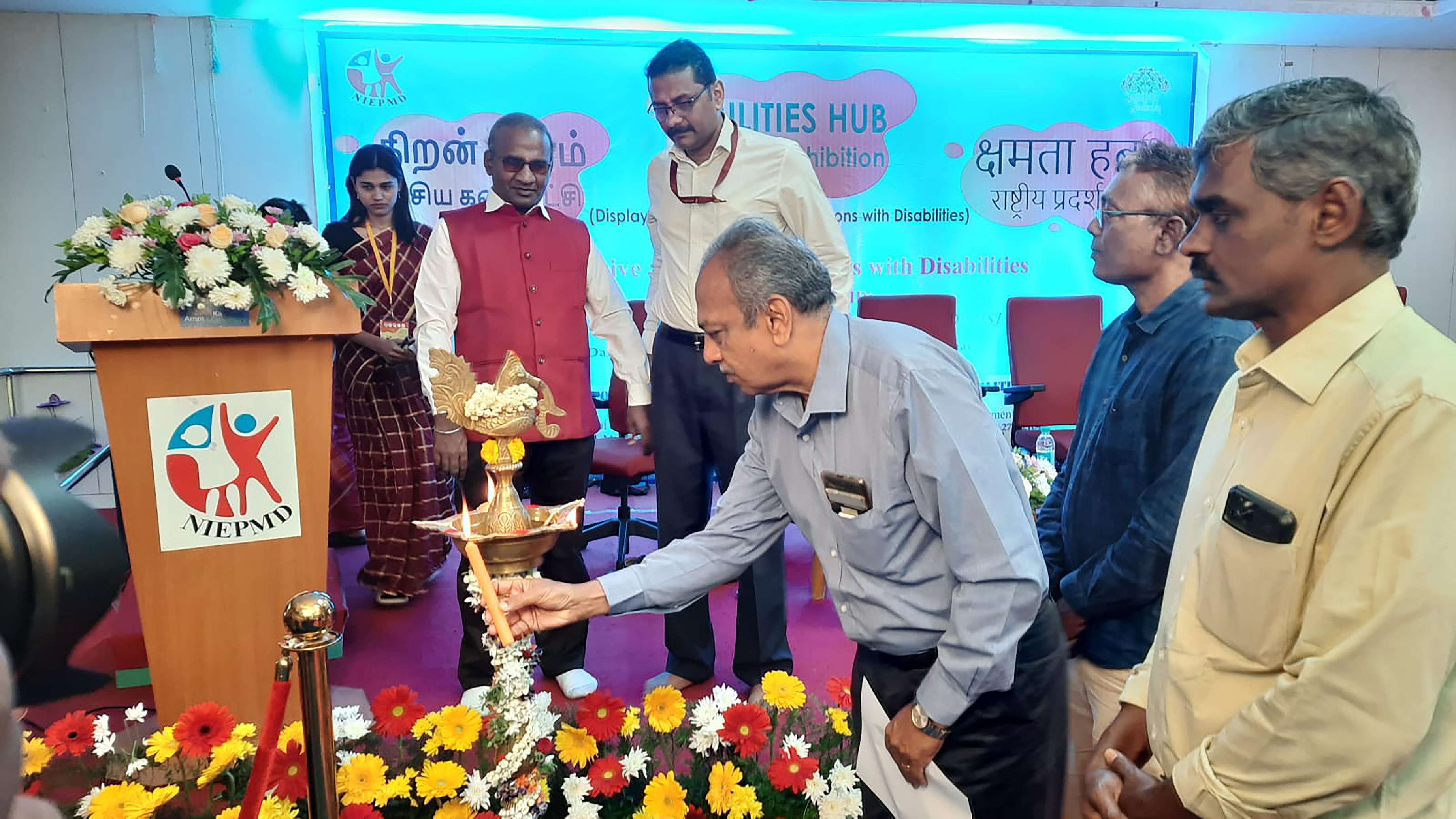 Lighing of Lamb during inauguration of Abilities Hub by Shri.Gadde Ravi, Joint Director, MSME