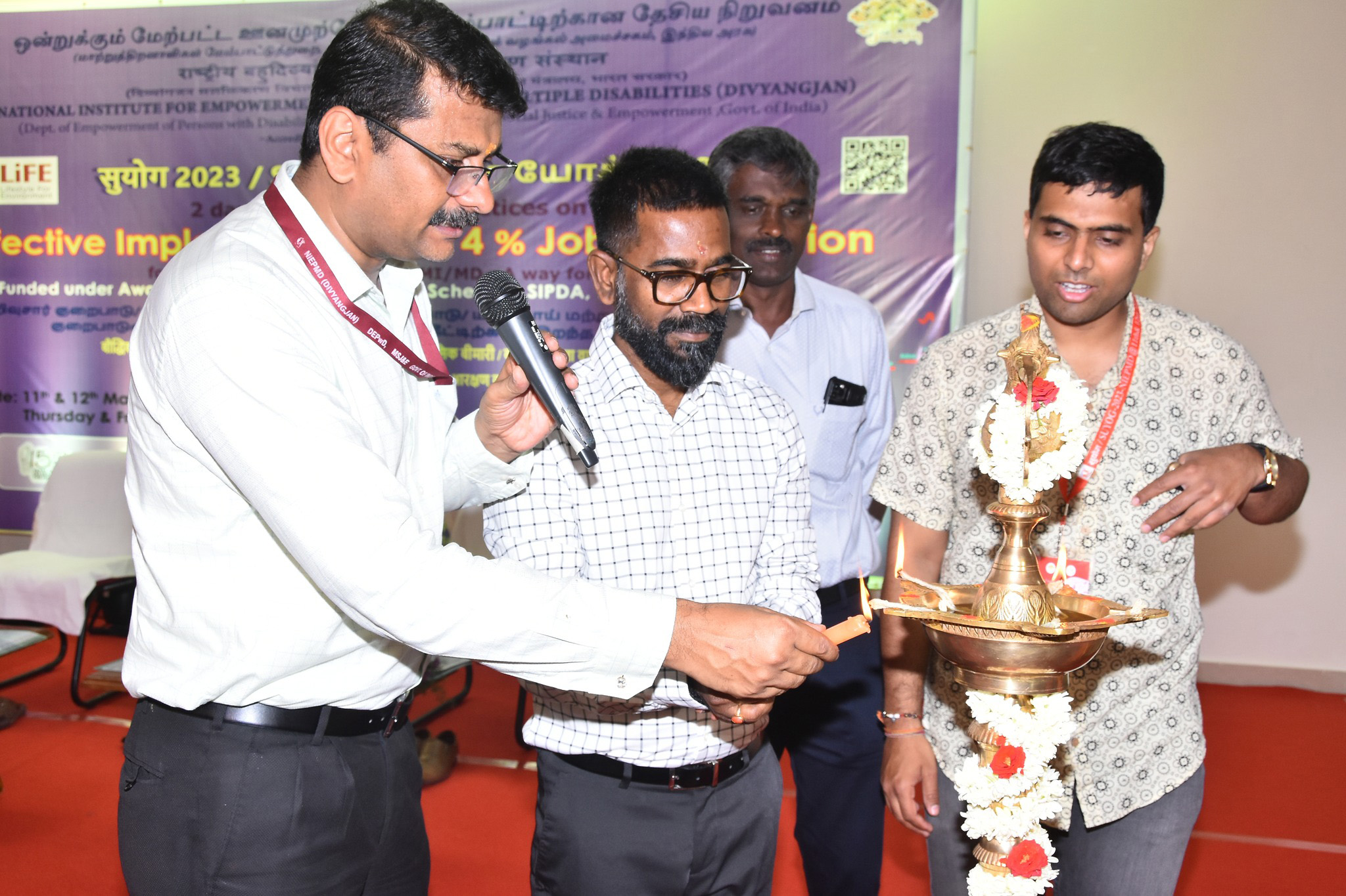 Lighting of Lamp by the Chief Guest along with other dignitaries during the Inaugural function of SUYOG 2023