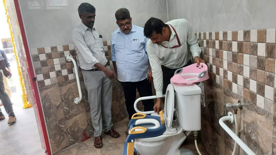 The Chief Guest was briefed about Accessible Toilet features by Dr.Nachiket Rout, Director, NIEPMD